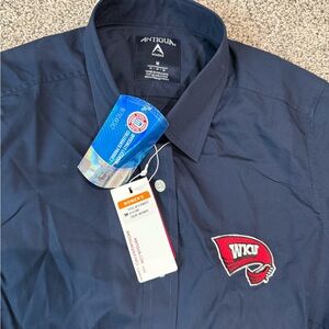 Women's Western Kentucky Hilltoppers Antigua Navy Blue Casual Button Down Shirt